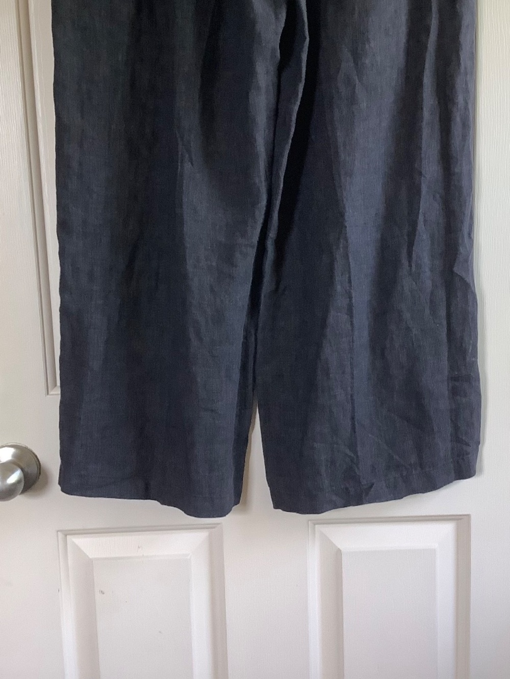 EILEEN FISHER Washed Organic Linen Délavé Trouser Pant Graphite SZ L - Picture 11 of 16